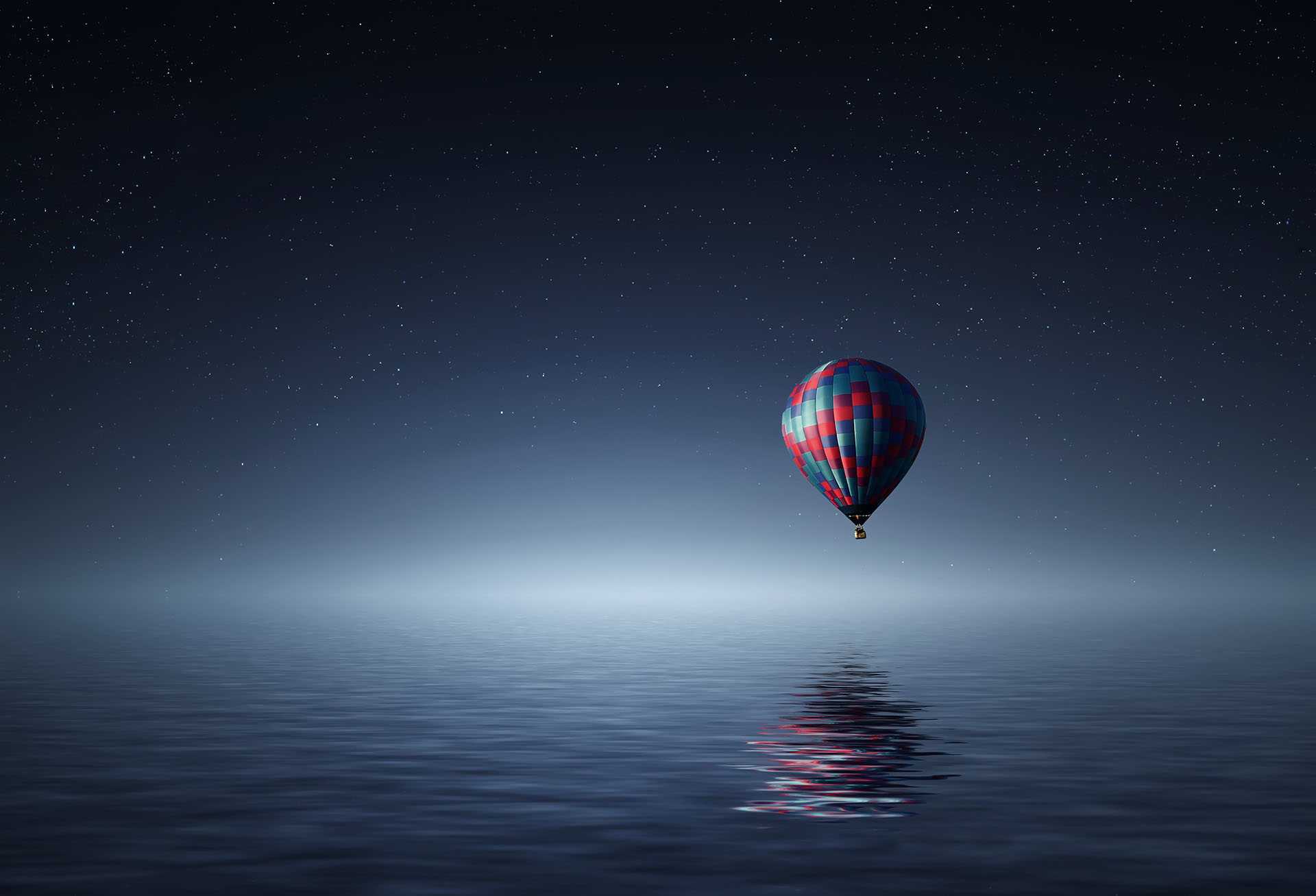 Hot air balloon and stars